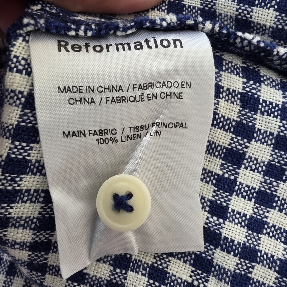 Reformation Sommer Linen Challah Check Dress Size Medium - Picture 7 of 11